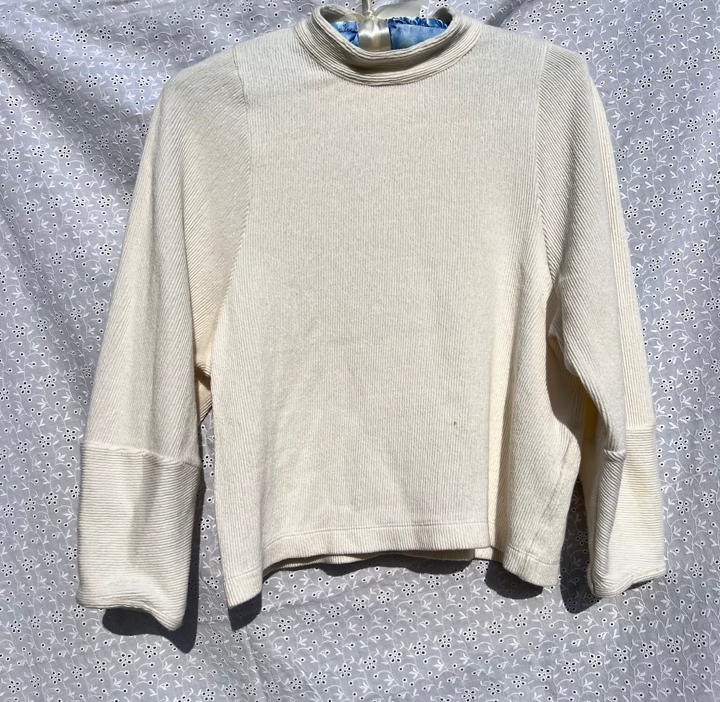 Madewell Cream Mock Neck Ribbed Top