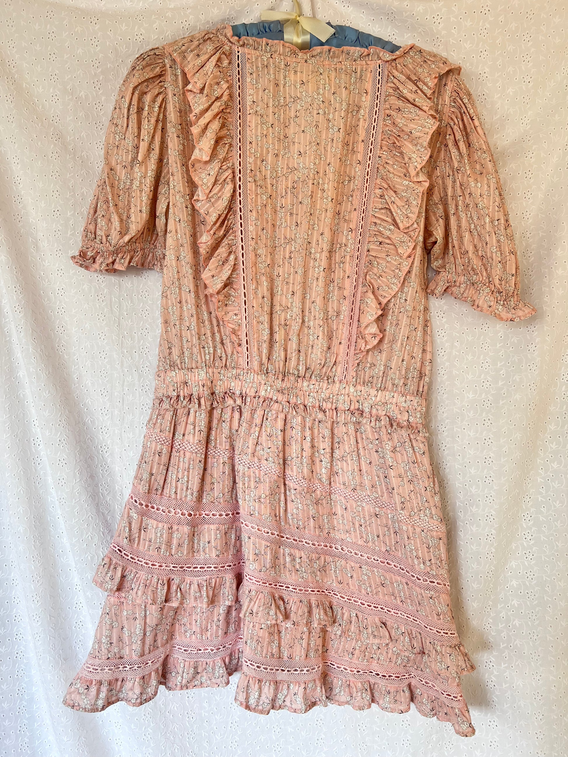 love shack fancy floral mini dress PINK x LoveShackFancy Strapless Lace Mini Dress