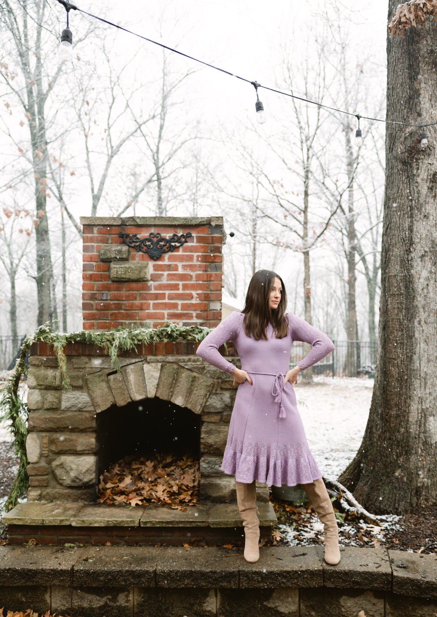 Vintage Purple Midi Sweater Dress