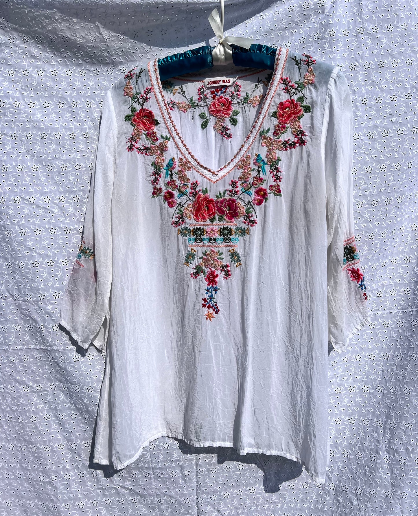 Johnny Was Floral Embroidered Top